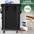 thumbnail image 3 of 40 Gal(150L) High Grade Large Laundry Basket with Wheels, Rolling Laundry Hamper, Laundry Cart with Metal Frame and Removable Bag Design, Suitable for Laundry Room (Black, 150L), 3 of 7