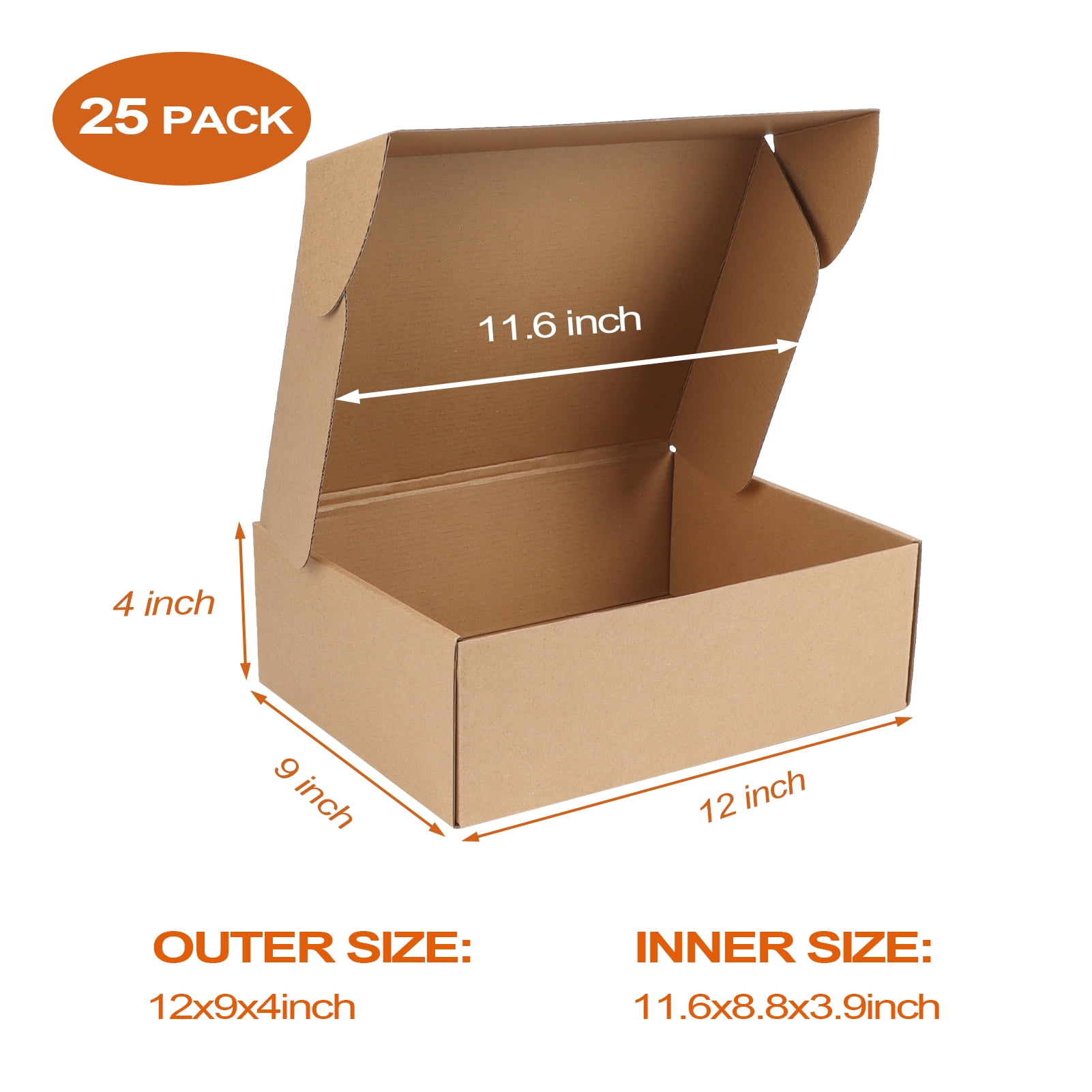 Calenzana 20 Pack 12x9x4 Shipping Boxes, Small Corrugated Cardboard Mailer Box for Packing and Mailing, Brown