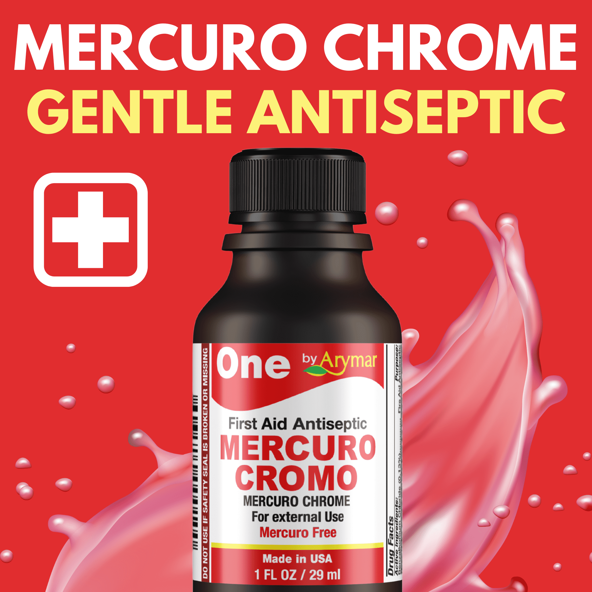 Arymar Mercuro Chromo – First Aid Antiseptic for Wounds, 1 fl oz (2-Pack)