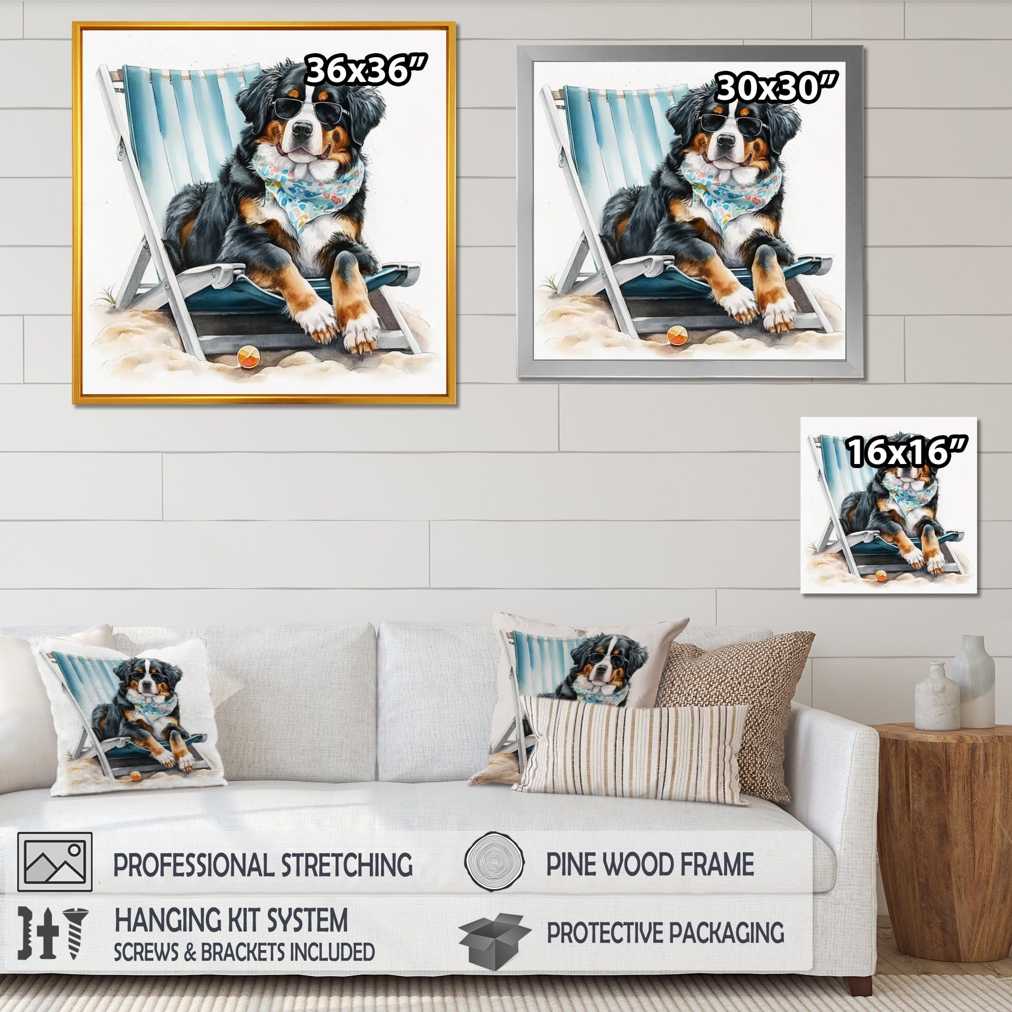 Designart Dog On The Beach III Canvas Wall Art
