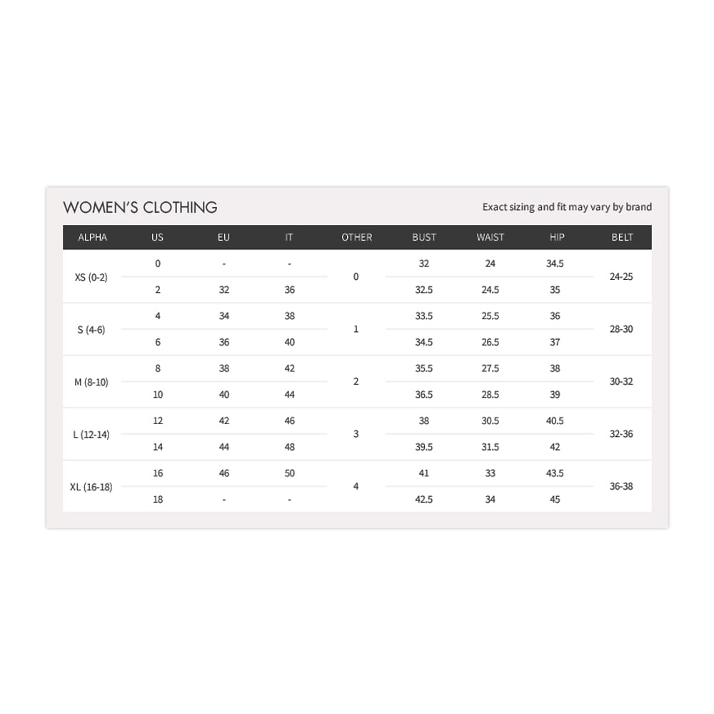 Nordstrom Women S Clothing Size Chart