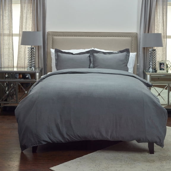 Rizzy Home  Covington Charcoal Duvet Cover