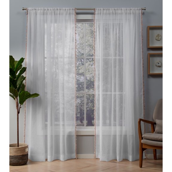 Exclusive Home Curtains 2 Pack Tassels Sheer Rod Pocket Curtain Panels