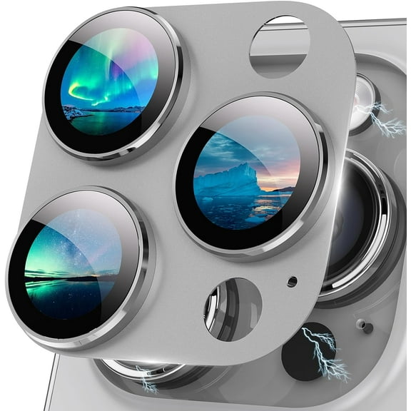 for iPhone 15 Pro/iPhone 15 Pro Max Camera Lens Protector [Drop Protection] [Full Coverage] [3D Metal] [Case Friendly] Tempered Glass Camera Cover for iPhone 15 Pro Max Titanium Silver