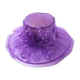 thumbnail image 2 of Visland Women's Organza Church Derby Fascinator Cap Kentucky Tea Party Wedding Hat Faux Pearls Flower Bucket Hat, 2 of 5