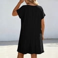 thumbnail image 5 of Tdoqot Womens Plus Size Trendy Pleated Dresses- Loose Fit V-Neck Short Sleeve Casual Summer Midi T Shirt Dress Black Size 3XL, 5 of 5