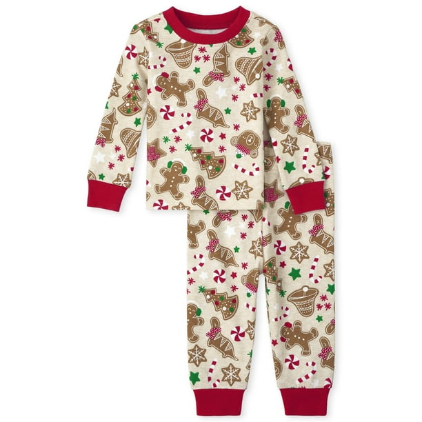 The childrens Place baby girls Family Matching christmas Holiday Sets, Snug  Fit 100% cotton, Adult, Big Kid, Toddler, Pajama Set, Vanilla gingerbread,  2T US 