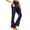 Navy Blue, variant on AEXTO Women's High-Waisted Yoga Running Pants with Flared Wide Legs & Pockets - Tummy Control Yoga Leggings