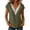 Army Green, variant on LckLvx Women's Cotton Linen Shirts Lace Trim V Neck Short Sleeve Trendy Summer Going Out Tops