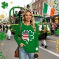 thumbnail image 5 of St. Patrick's Day T-Shirt for Women American Flag Shamrock Graphic Crewneck Long Sleeve Relaxed Fit Holiday Festive Tee Irish Clover Graphic Top, 5 of 6