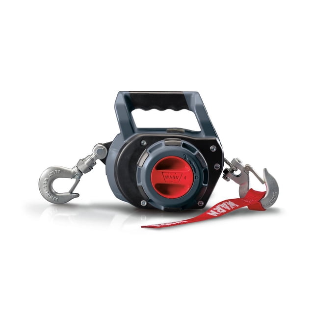 Warn Winch 101575 Portable; Powered By Standard Portable Drill; 750 Pound Line Pull Capacity; 40 Foot Synthetic Rope; Hawse Fairlead; Rigging Hook