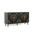 thumbnail image 5 of Youmumeub 60" Stained Glass Buffet Cabinet, Black 4-Door Sideboard with Artistic Painted Pattern, Decorative Storage Console for Dining Room & Hallway, Eclectic Modern Design, 5 of 10