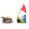 thumbnail image 2 of Juego de 2 gnomos de jardinería en miniatura pintados a mano, vívidos, encantadores, impermeables, estatuas de leña para gnomos sentados de buena suerte., 2 of 14