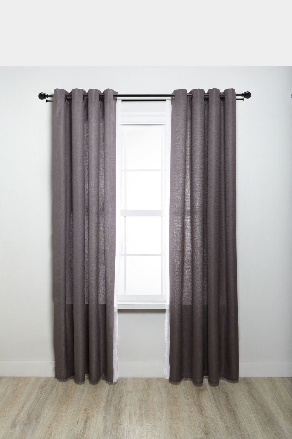 Hometrends Ball 1" Double Drapery Rod Set 60-144" Matte Black