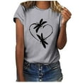 thumbnail image 3 of OUSITAID T-Shirt à Col Rond à Manches Courtes et Manches Courtes pour Femme, 3 of 5