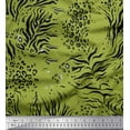 thumbnail image 1 of Soimoi Green Viscose Chiffon Fabric Leopard & Tiger Animal Skin Decor Fabric Printed Yard 42 Inch Wide, 1 of 3