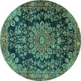 thumbnail image 1 of Ahgly Company Indoor Round Medallion Turquoise Blue Traditional Area Rugs, 3' Round, 1 of 4