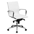 thumbnail image 2 of Flash Furniture Mid-Back White Ribbed LeatherSoft Swivel Conference Office Chair with Knee-Tilt Control and Arms, 2 of 6