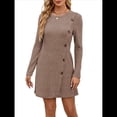 thumbnail image 1 of Vestido de Larga para Mujer, Estilo Túnica, Suéter, con Bolsillos y Botones Laterales. Caqui XXL, 1 of 8