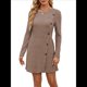 thumbnail image 1 of Vestido de Larga para Mujer, Estilo Túnica, Suéter, con Bolsillos y Botones Laterales. Caqui L, 1 of 8