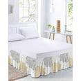 thumbnail image 3 of Bohemia Grey Yellow Floral Bed Skirt King Size 18 Inch Drop, Boho Flowers Vintage Adjustable Elastic Dust Ruffles Bedskirt for King Bed Wrap Around Pleated Mattress Frame Cover, 3 of 9