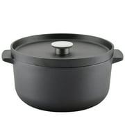 KitchenAid Seasoned Cast 6 Quart Iron Induction Dutch Oven Casserole, Metal Utensil, Broiler and Oven Safe to 500°F, Cast Iron Black