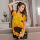 thumbnail image 3 of Easygdp Flower Bush Sunflower Camisón de manga corta para mujer, informal, estampado, 3 of 6