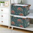 thumbnail image 2 of Yayeee Foldable Storage Basket for Shelves with Handles Waterproof Cloth Bins, Floral Christmas, 2 of 7