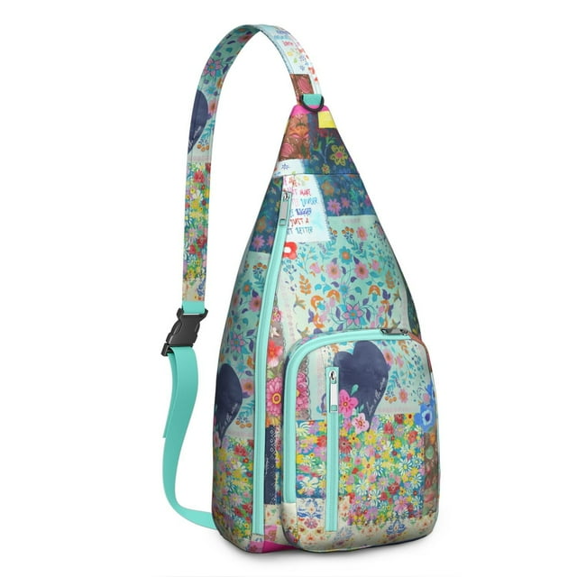 Earthy Artistic Sling Pack - Adjustable Crossbody Bag with Retro Designs