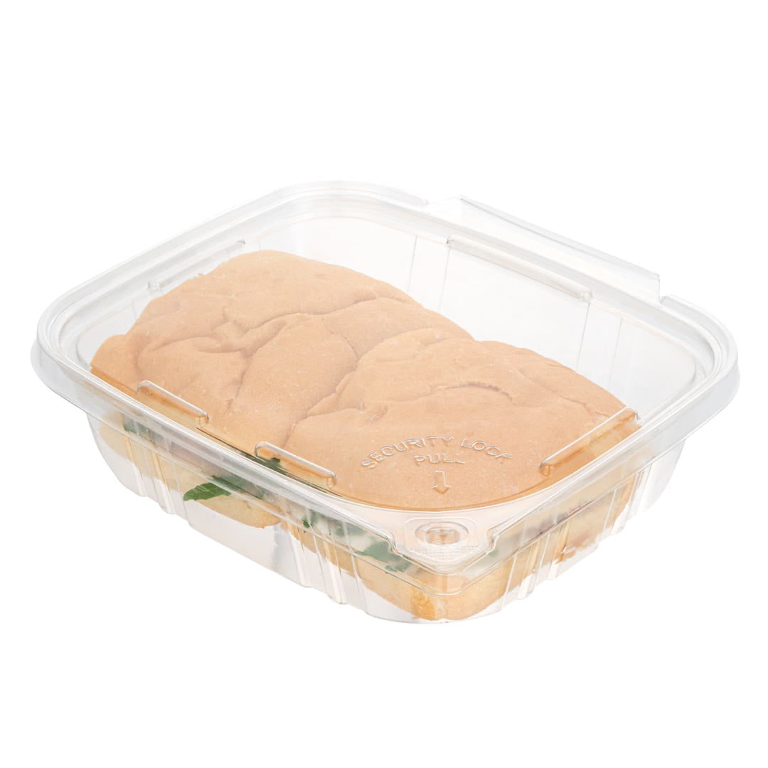 Tamper Tek 48 oz Rectangle Clear Plastic Container - with Hinged