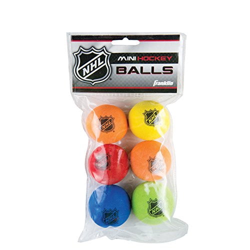 Franklin Sports Mousse Mini Balles de Hockey - NHL Approuvé - Mousse - Six Pack - Couleurs Assorties