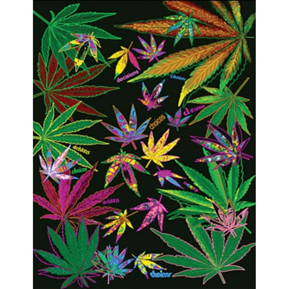 Hemp Leaf Collage Fleece Blanket - 76" x 92"