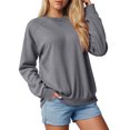 thumbnail image 2 of idosla Sweatshirt for women Side Split Fall Fashion 2025 Long Sleeve Shirts Trending Now (Grey, S), 2 of 7