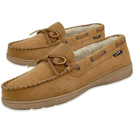 

Clarks Mens Suede Leather Moccasin Slipper 22SH-011 - Faux Fur Lining Cushion Comfort Insole - Indoor Outdoor Slippers For Men 9 M US Cinnamon