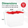 thumbnail image 2 of Superio Red Storage Box with Red Hinged Lids, 2 Pack Plastic Container Bins for Organizing with Attached Lid, Stackable Crates, BPA Free, Organizers for Home, Office, Dorm (2, 53Quart), 2 of 5
