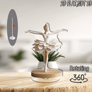 [2D flat] 1PC Rotating acrylic tabletop sculpture of a ballerina in a layered petal dress perfect for elegant home displays or festive celebrations