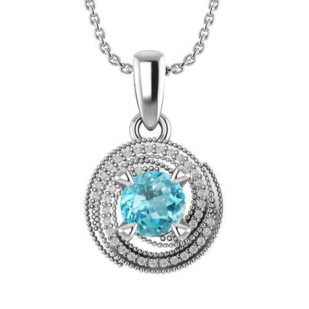 Sterling Silver Whirl Necklace in Sky Blue Topaz