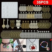 Angle View: 35PCS DIY Silicone Resin Mold Jewelry Casting Epoxy Pendant Tray Mould Craft Kit