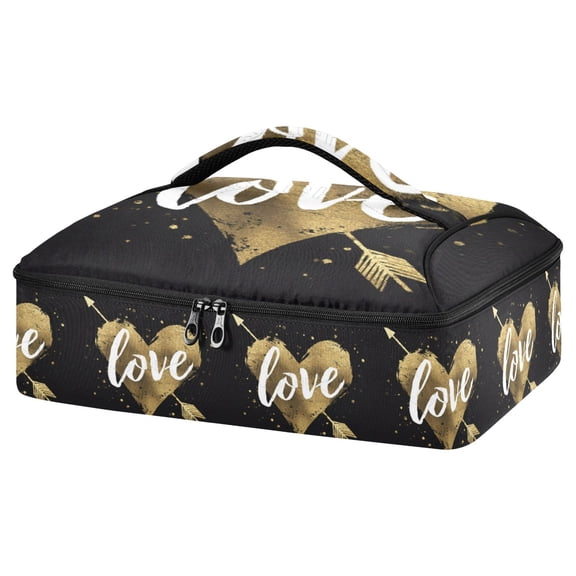 Iauyy Casserole Carrier for Hot Food Insulated Casserole Travel Carry Bag with Lid Food Warmer Bag for Party/Picnic,Golden Texture