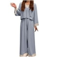 thumbnail image 2 of Wensltd Womens Long Sleeve Pajama Sets V-neck Pullover Top and Pants Casual Sleepwear Sets, 2 of 4