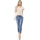 thumbnail image 4 of Camiseta Allegra K Manga Tulipán Cuello En V Básico para Mujer Beige XL, 4 of 4