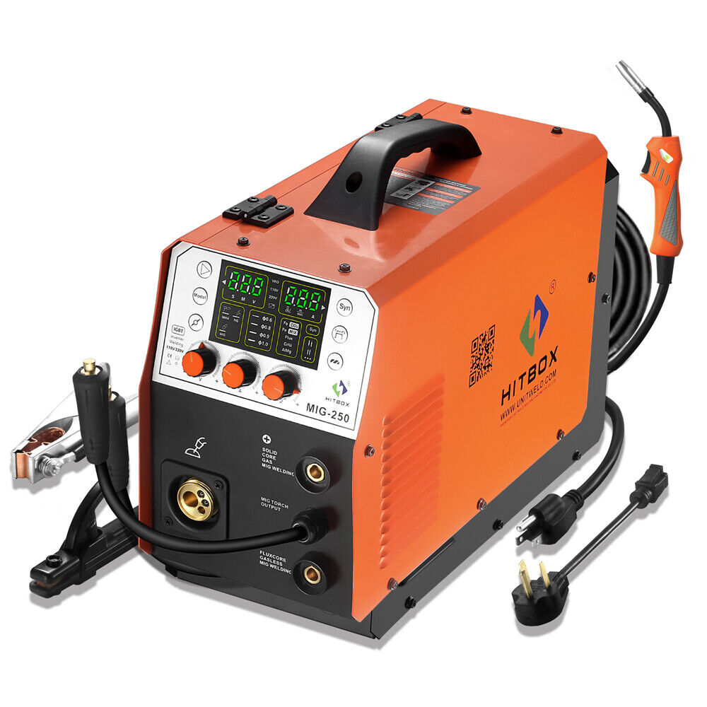 HITBOX 4-in-1 Aluminum MIG and Stick Welder, 250A 110V/220V Portable MAG/Lift TIG Welding Machine