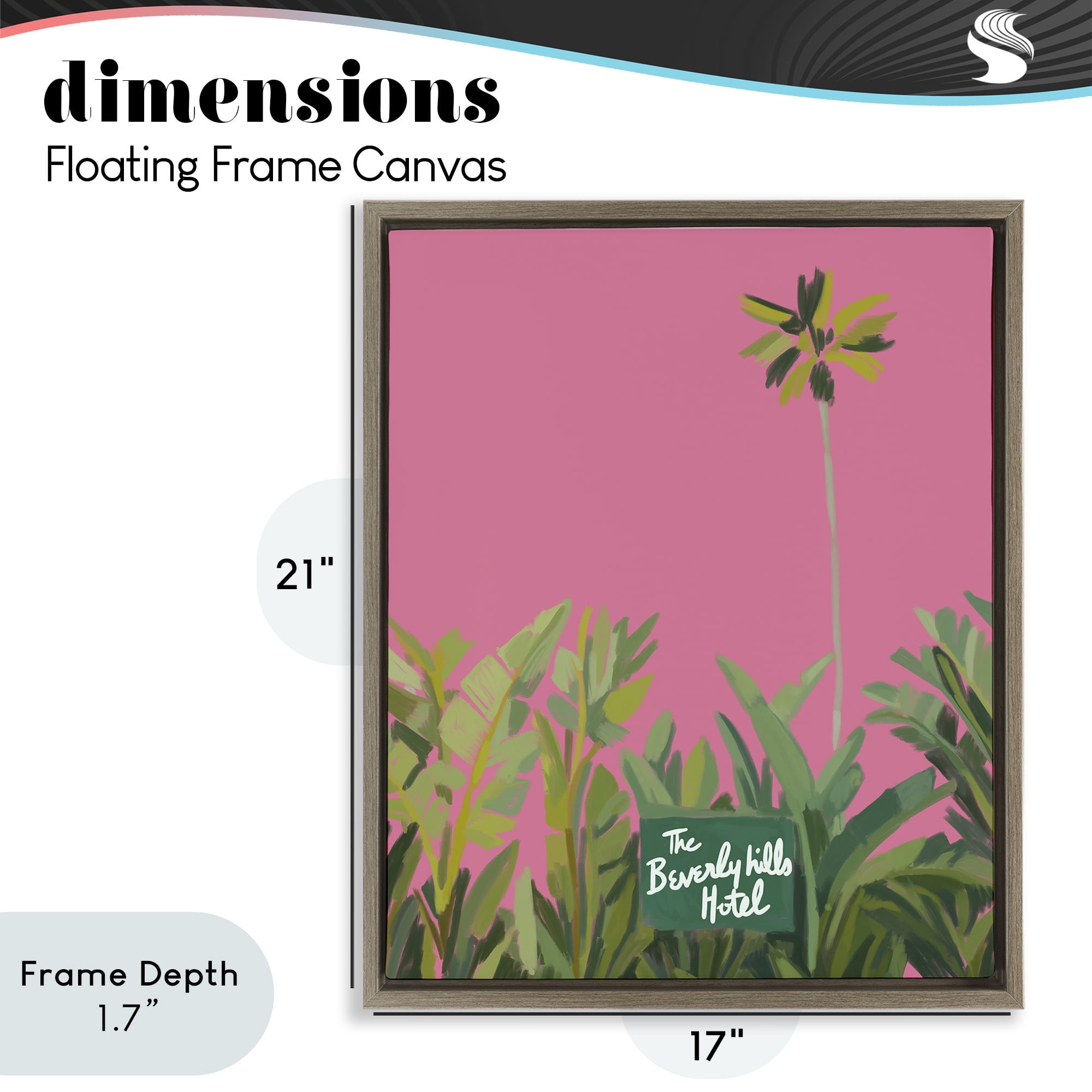 Stupell Industries Beverly Hills Pink & Green Brown Framed Floater Canvas Wall Art, design by Amelia Noyes