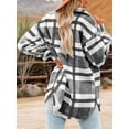 thumbnail image 5 of Women'S Flannel Plaid Shacket Fall Outfits Long Sleeve Button Down Shirts Jacket Coats with Side Pockets Gray XXL, 5 of 9