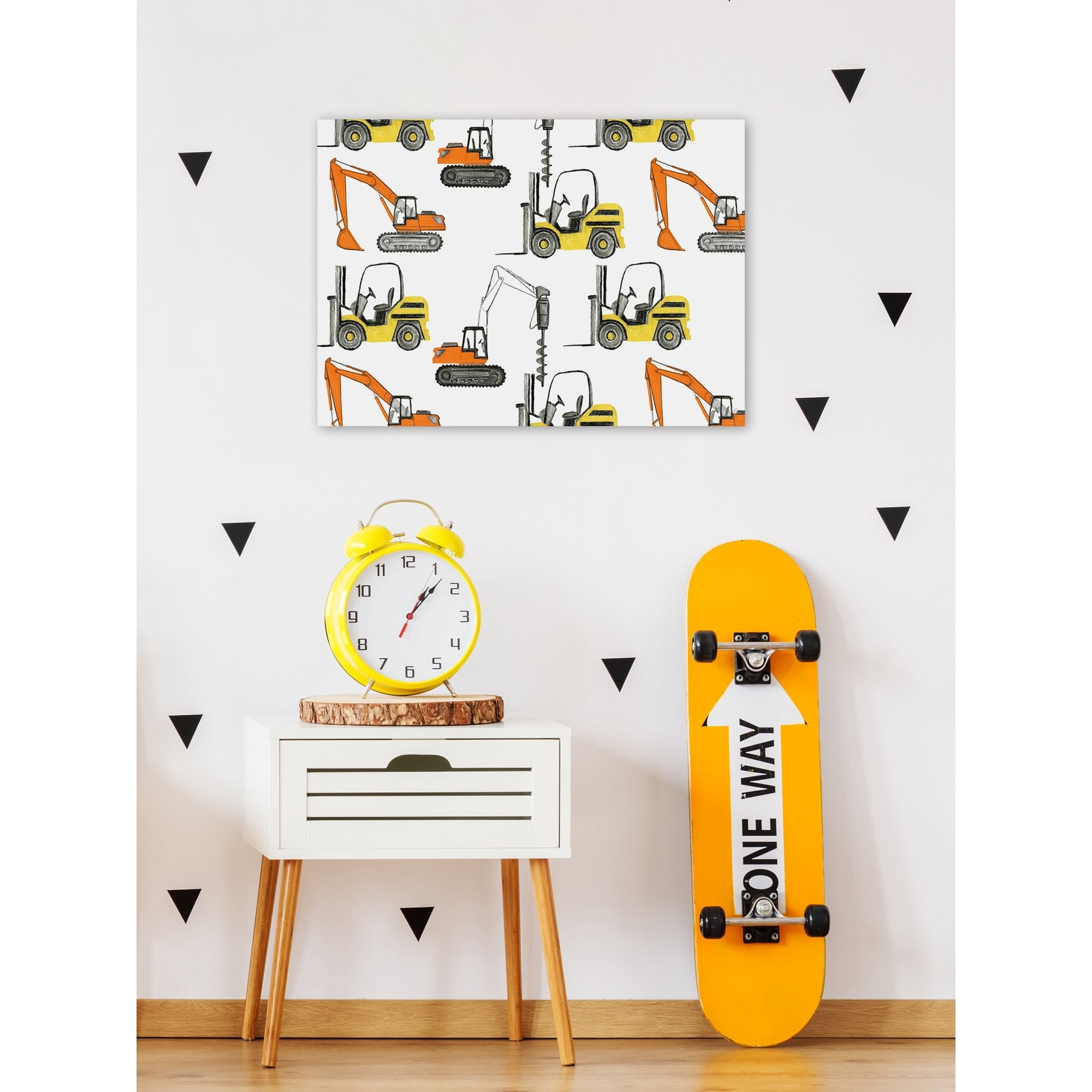 Marmont Hill Yellow and Orange Trucks Canvas Wall Art