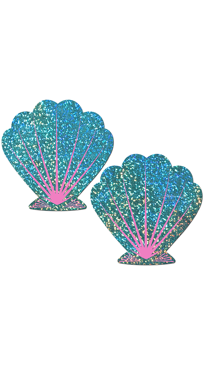 Pastease Glittery Green And Pink Seashell Pasties