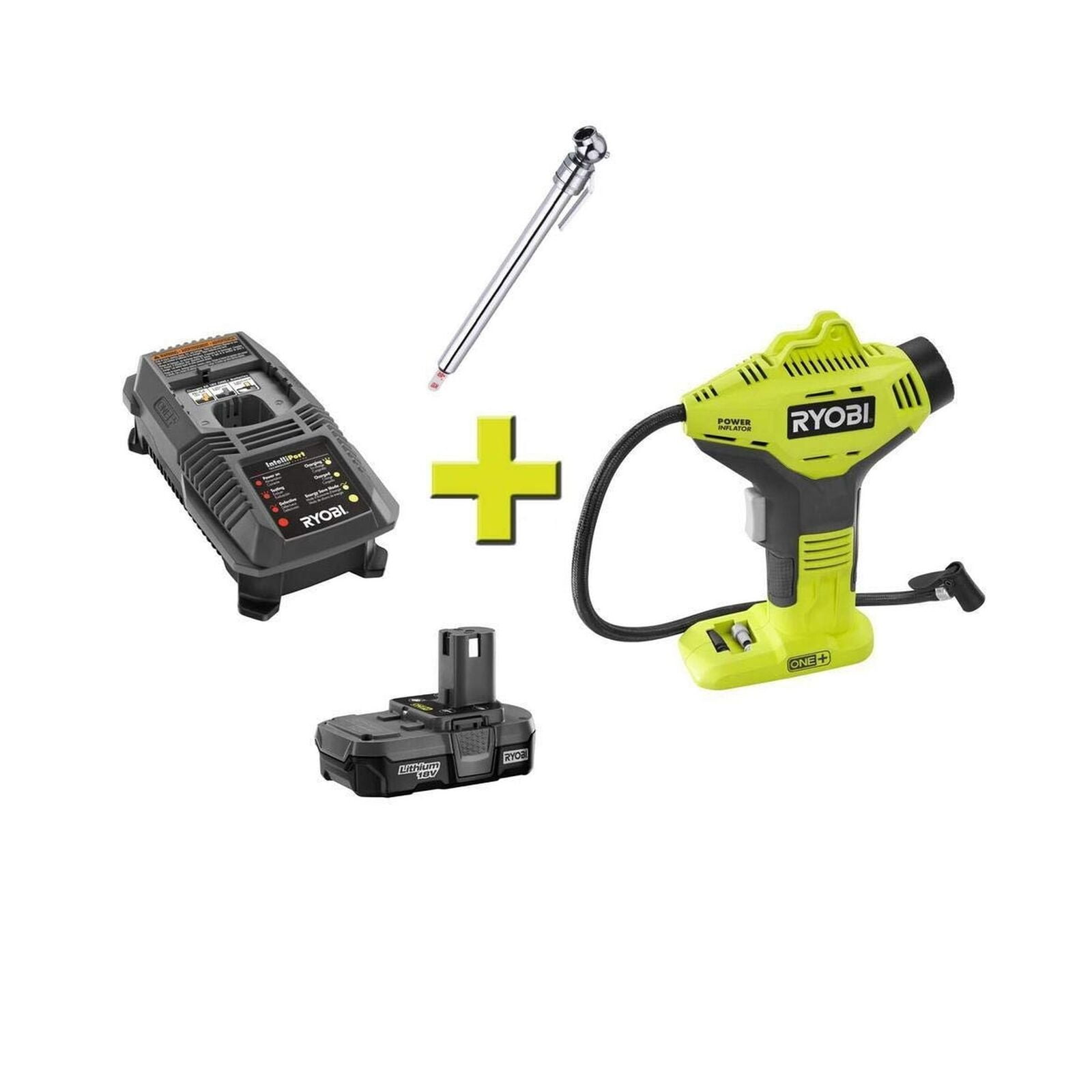 Ryobi P737 18Volt ONE+ LithiumIon Cordless Power Inflator Kit with 1.