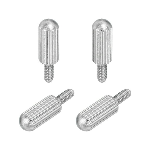 4Pcs Small Knurled Thumb Screws, M2.5 x 6mm 304 Stainless Steel Male Flat Head Thread Knurled Thumbscrews Bolts (Silver)