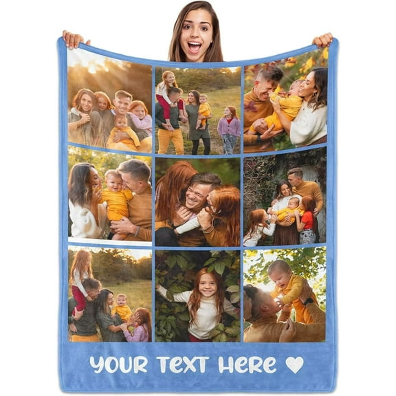 AISENIN Custom Blanket with Picture Personalized Blanket with Pthotos Customized Photo Blanket Birthday Christmas Day Gifts for Adult Dad Mom Husband Boyfriend Wife