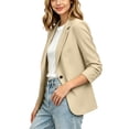 thumbnail image 5 of ClodeEU Women's Single Button 3/4 Sleeve Blazer,Casual Lightweight Lapel Work Jacket Khaki,Women's Plus XL, 5 of 7